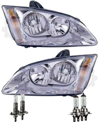 Halogen Scheinwerfersatz Scheinwerfer Satz Hauptscheinwerfer Set links und rechts H7/H1 chrom passend für Focus II DA_ HCP DP FFS