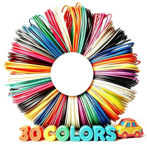 3D Stift Filament PLA, 30 Farben 3D Pen Filament, 1,75 mm Filament Set, 3 Meter pro Farbe, Insgesamt 90 Meter, für MYNT3D, SCRIB3D