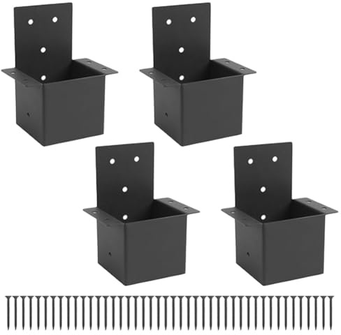 Homeponnew Kit de 4 supports de tonnelle en métal robuste pour poteaux en bois de 10,2 x 10,2 cm – Compatible avec tonnelles, pergolas et balustrades de terrasse