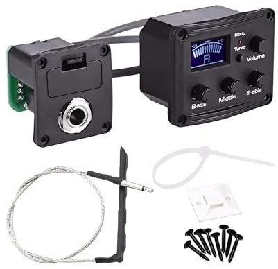 Ukulele Pickup, 3-Band Preamp Equalizer with LCD Screen, Professional Piezo Undersaddle Transducer, Acoustic-Electric EQ System with Modern Style, Pickup Kit for Violin & Mandolin