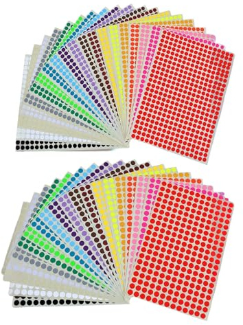DASHUI 13360 Stück Klebepunkte Bunt, 6mm und 8mm Markierungspunkte Punkte Aufkleber, Selbstklebend Farbige Klebepunkte, Dot Marker Sticker