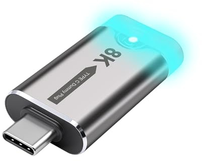 XMSJSIY 8K USB Tipo-C Dummy Plug Display EDID Emulador USB-C HDR Monitor Virtual Adaptador Ghost sin cabeza Soporta 7680x4320 con luz LED para control remoto sin pantalla