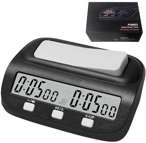 RNPKZ Horloge d'échecs professionnelle, affichage numérique multifonction, compte à rebours, bonus, retard, contrôle à 4 touches, idéal pour 2 joueurs, jeux de société, maison et tournois (noir)