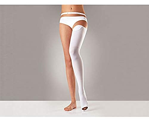 Sanyleg - Anti-Thrombose- und Anti-Embolie-Einbeinstrumpfhose, differenzierte abgestufte Kompression, mit Inspektionsloch, verstellbare Taille, beidseitig verwendbar, Größe Small, Länge 70-80 cm