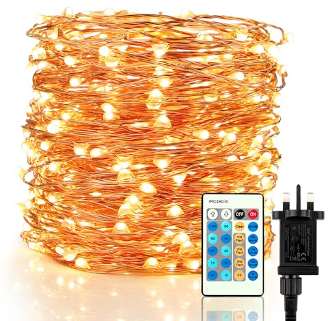 Speclux Fairy Lights Plug in Mains Powered with Remote, 30M 300 LEDs Waterproof Copper Wire String Lights，Dimmable Remote Control Starry Fairy Lights for Bedroom, Camping DIY Wedding Decoration Party