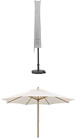 Schneider Schutzhülle für Sonnenschirm, silber, bis ca. 300 cm Ø + Sonnenschirm Malaga, natur, 300 cm rund, Gestell Aluminium/Stahl, Bespannung Polyester, 8 kg