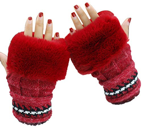 Amorar Damen Handschuhe Winter Armstulpen Fingerhandschuh Strickhandschuhe Warme Fäustlinge Fausthandschuh Für Pulswärmer lang Handwärmer Handstulpen Alternative
