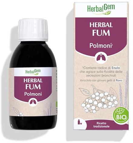 HERBALGEM - Sciroppo HerbalFum - Polmoni Comfort respiratorio per il benessere dei fumatori Ricetta tradizionale certificata biologica - 250 ml