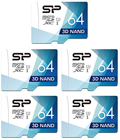 Silicon Power - Paquete de 5 Tarjetas microSD de Alta Velocidad de 64 GB con Adaptador