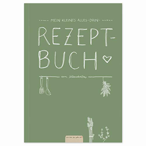 Eine der Guten Rezeptbuch zum Selberschreiben A5, DIY Kochbuch, Grün Weiß | Für 87 eigene Rezepte, strukturierte Rezeptseiten, 92 Seiten, 120 g FSC-Papier, Softcover, auch als Geschenk
