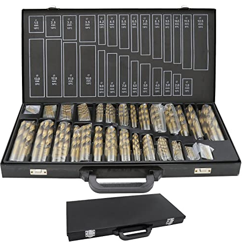 Randaco 230-teilig Metallbohrer Set Metallbohrersortiment HSS geschliffen, Split Point 1-13 mm DIN 338 Spiralbohrer Bohrersets Profi-Holzbohrer Bohrer Set