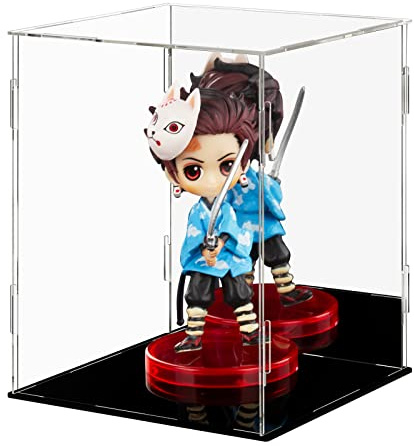 Ecoseao Acrylic Display Case with Mirror, Clear Acrylic Organizer Box Assemble Countertop Dustproof Protection Showcase for Action Figures, Collectibles, Home Storage (20cm x 20cm x 25cm)