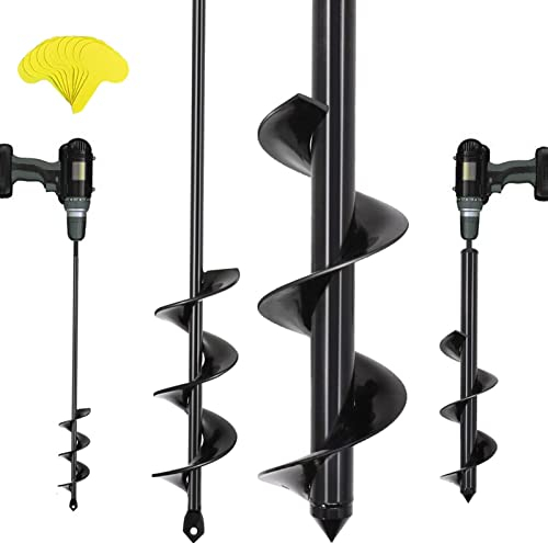 Punta elicoidale da giardino, 4 x 42 + 9 x 40 cm, per trapano, trapano da giardino, trapano per avvitatore a batteria, trapano a terra, fiore, lumaca per scavare
