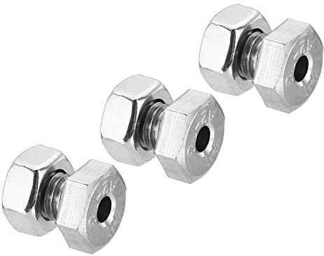 PATIKIL M8x12mm Hollow External Hexagon Screw, 3 Set Cylindrical Lamp Threading Socket Screws Through Hole Bolt with Nut 304 Stainless Steel