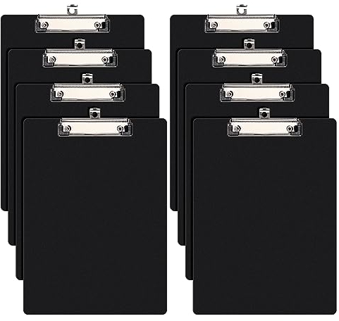(Lot de 8) A4 Porte-Blocs,Planchettes à Pince Avec Clip et Trou de Suspension,Clipboard Porte-Formulaires Pour Bureau, École(Noir)