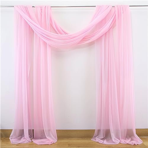 Lukery Hochzeit Vorhang Hochzeitsbogen, Querbehang Gardine Freihanddeko Himmelbett Vorhänge Stoff Tüll Transparent Voile Dekoration für Hochzeit, Torbogen, Zeremonie,Dekoration (Rosa,75 * 600cm)