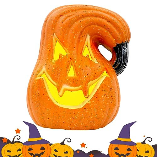 Halloween Kürbislaterne Kürbis Jack O Laterne Leuchtende Kürbisfigur,Halloween Dekoration LED Beleuchtet Draußen / Innen Baum Tischdeko,Halloween Party,Garten Dekofigur (Gewölbte Melone)