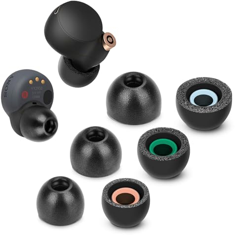 OPODEE Memory Foam Tips for Sony Series WF-1000XM4 / XM3 / WF-C500 /WF-C700N/ Linkbuds S rutschfeste Ersatz-Ohrstöpsel für Sony True Wireless Kopfhörer Geräuschunterdrückung 3 Paar gemischte Größen