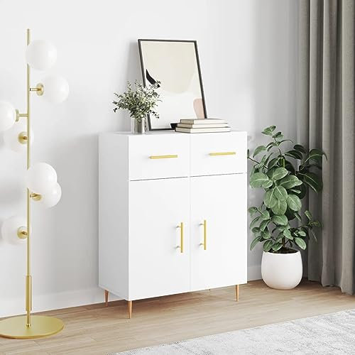 HETFTJN Sideboard, Flurschrank Tv Schrank Besenschrank Schuhschrank Schmal Geeignet für Entrance Wohnzimmer Badezimmer Flur Weiß 69,5x34x90 cm Holzwerkstoff