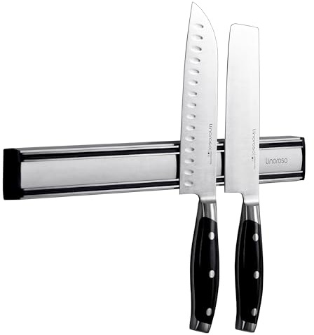 Linoroso 14.3 Inch Magnetic Knife Holder, Heavy Duty Aluminum Magnetic Knife Holder for Wall Use as Knife Bar, Knife Holder, Magnetic Tool, Kitchen Utensil & Home Organizer