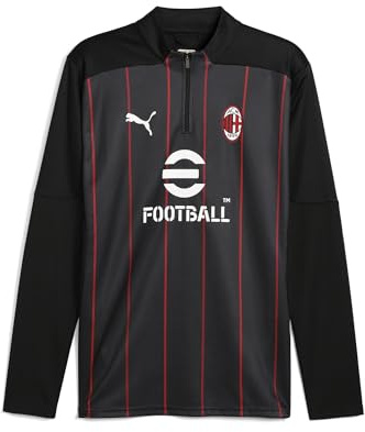 A.C. Milan Prematch 1/4 dragkedja topp, sportig fotbolls- och träningsjacka, officiell produkt, svart, vuxen, XL
