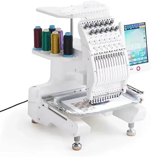 Macchina da ricamo commerciale con 12 aghi a testa singola per ricami di cappelli e abbigliamento, velocità 1000 giri/min, 20 x 30 cm