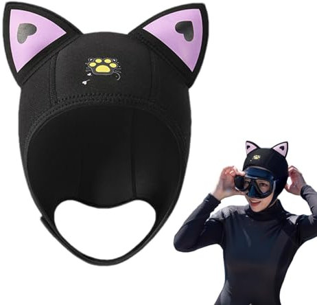 Passamontagna subacquea, Cappello da Nuoto, Passamontagna con Orecchie di Gatto, Passamontagna da Immersione con Orecchie di Gatto in Neoprene da 3 mm per Donne e Cappello da Immersione