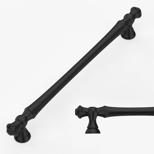 Amerdeco 6 Pack Matte Black Cabinet Pulls 192mm Hole Center Cabinet Hardware Kitchen Cabinet Handles for Bathroom Drawer Pulls Dresser Pulls AM022