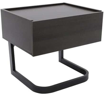 WooDerson Mesita de noche rectangular de 50 x 40 x 45 cm, capacidad de carga 10 – 15 kg, 45 cm de altura de confort para dormitorio, mesita de noche de acero MDF (nogal negro)