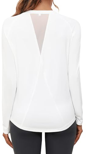 Gyabnw Damen UV Shirt UPF 50+ Sportshirt Langarm Mesh Rücken Atmungsaktives | Atmungsaktives Meshmaterial, UPF 50+ und UV Schutz, Für Fitness Yoga Laufen und Outdoor