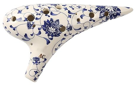 QXSJEDYCH Okarina, traditionelles Okarina-Instrument, handbemalt, 12 Löcher, AC-Melodie, Porzellanflöte, Spielinstrument Okarina Flöte