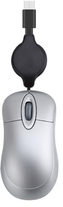 Souris Filaire USB C Câble Rétractable Petite Souris Optique Basic 1000DPI Souris de Voyage USB C avec Câble