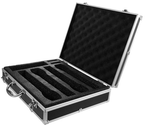 ibasenice Tragbarer Mikrofonkoffer Für Kabellose Mikrofone 4-Fach Hartbox Aus Aluminium Mit Griff Schutzhülle Für Mikrofonaufbewahrung Und Zubehör Praktisch Und Bruchsicher