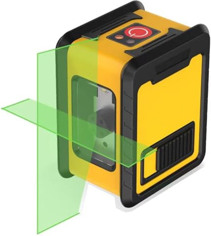 Cross Line Laser Spirit Level (Vertical/Horizontal) self-levelling Green Laser Laser Wasserwaagen Working Range: 15 m, IP54 for Construction Sites/Interior Decoration
