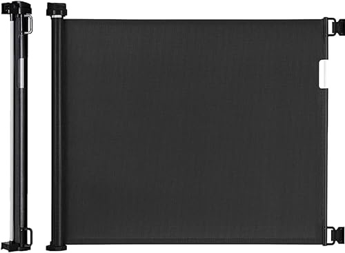 NTL GLOBAL Dual Lock Retractable Stair Gate for Babies and Pets 150cm x 86cm (59in x 34in) Stair Gates for Dogs with Drilling Options Stair Gates for Baby with Extra Wide for Doorways & Stairs – Black