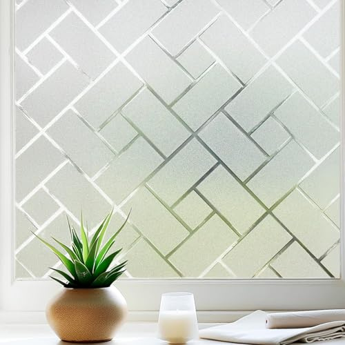 Qualsen Lámina protectora para ventanas, cristal esmerilado, decorativa, protección de privacidad, anti-UV, estática, sin pegamento, para oficina (blanco, 44,3 x 400 cm)