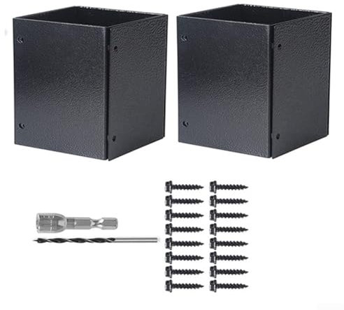 Protezione per pali regolabili resistenti alla corrosione per legno per cassette postali e recinzioni, kit di installazione completo (2 pezzi)