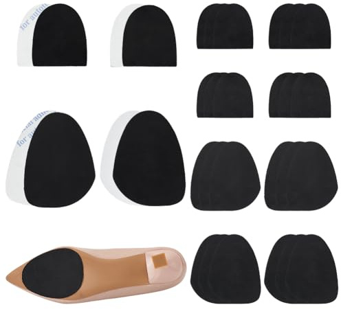 PH PandaHall 6 Paar Selbstklebende Wildledersohlen Zum Aufkleben Rutschfeste Schuhsohlen Vorderfuß Und Fersenpolster Für High Heels Tanzschuhe 14x10.8/8.9x7.6cm Schwarz