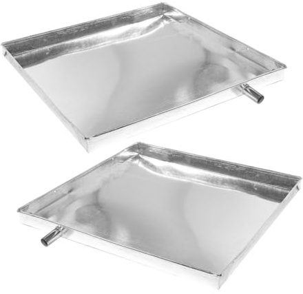 Bac à Lave-linge Carré Argenté 2pcs pour Climatiseur Unité Extérieure | Bac de Récupération Pratique, Porte-gouttes en Fer, Ambiance Estivale, Usage Intérieur et Extérieur