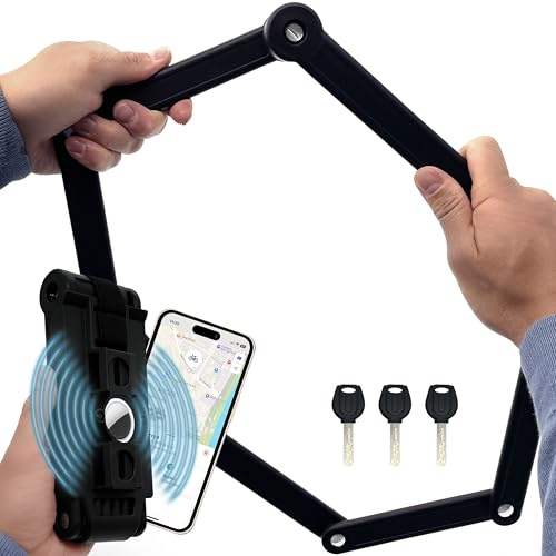 WIDDER Faltschloss Fahrrad [1,1 kg leicht, mit Halterung & AirTag Versteck] aus Spezial-Stahl - 100 cm langes Fahrradschloss hohe Sicherheit - Schloss für e-Bike Scooter Fahrräder - e bike lock