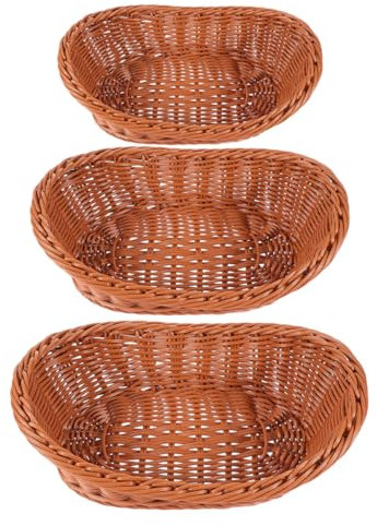 COLLBATH Set da 3 Cestini Intrecciati in Plastica per Tavolo