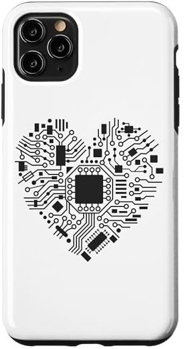 Carte mère puce circuit informatique coeur graphique Coque pour iPhone 11 Pro Max