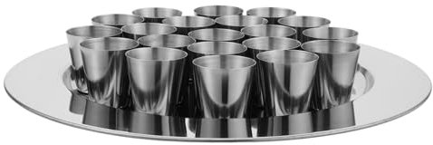 IMIKEYA 1 Ensemble De Service De Communion En Acier Inoxydable Avec Tasses Et Assiettes, Tasses Sacrées Empilables En Métal, Calice Rituel, À Boire Pour Le Culte Religieux Et Les