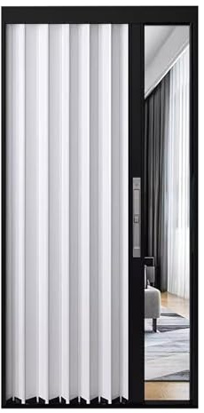 Folding Accordion Door, Bi-Folding Internal Aluminum Door, Retractable Sliding Barn Door with Lock & Key, Space Saving