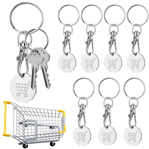 HOCUCHELAND 7 Pack Trolley and Locker Coin, UK Pound Token Keyring for Shopping Trolleys and Gym Lockers, Durable Metal Shopping Token with Key Clip, Ideal for Locker and Trolley Use