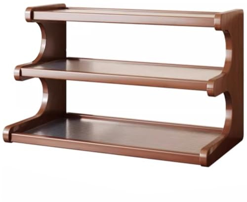 HEFJIAYCIQ 2-Stufiges/3-Stufiges Bambus-Tassenregal, Ablage Für Kaffeetassen Auf Der Arbeitsplatte Mit Acrylplatte, Stufenregal Für Küche, Flur, Esszimmer,3 tier brown,30x20x31cm