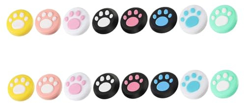 TEHAUX 16piezas Tapones De Silicona Para Joystick Switch Con Diseño De Pata De Gato Cubiertas Antideslizantes Para Mando Accesorios Duraderos y Coloridos Para Protector Analógico