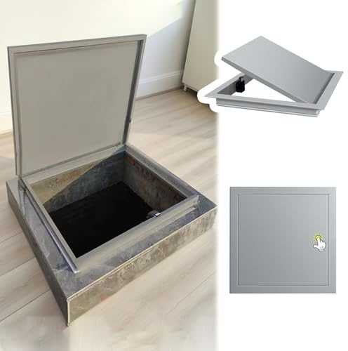 Panneau d'accès au sol personnalisable – Porte de grenier en aluminium à ouverture par pression pour plomberie et électricité isolée en noir/blanc/gris, 40 x 40 cm – et élégant