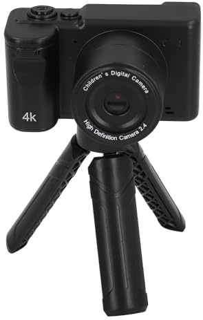 Generic Cámara de Vídeo Digital 4K con Trípode y Filtros Multicolores para Niños, Niñas y Estudiantes (Black)