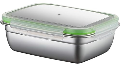 Fiambrera Acero Inoxidable, 3 Unidades con 1800ml/850ml/350ml Fiambrera a Prueba de Fugas, Apta para Microondas y Horno, Sin BPA, Fiambreras Adecuada para NiñOs y Adultos, para Colegio, Trabajo